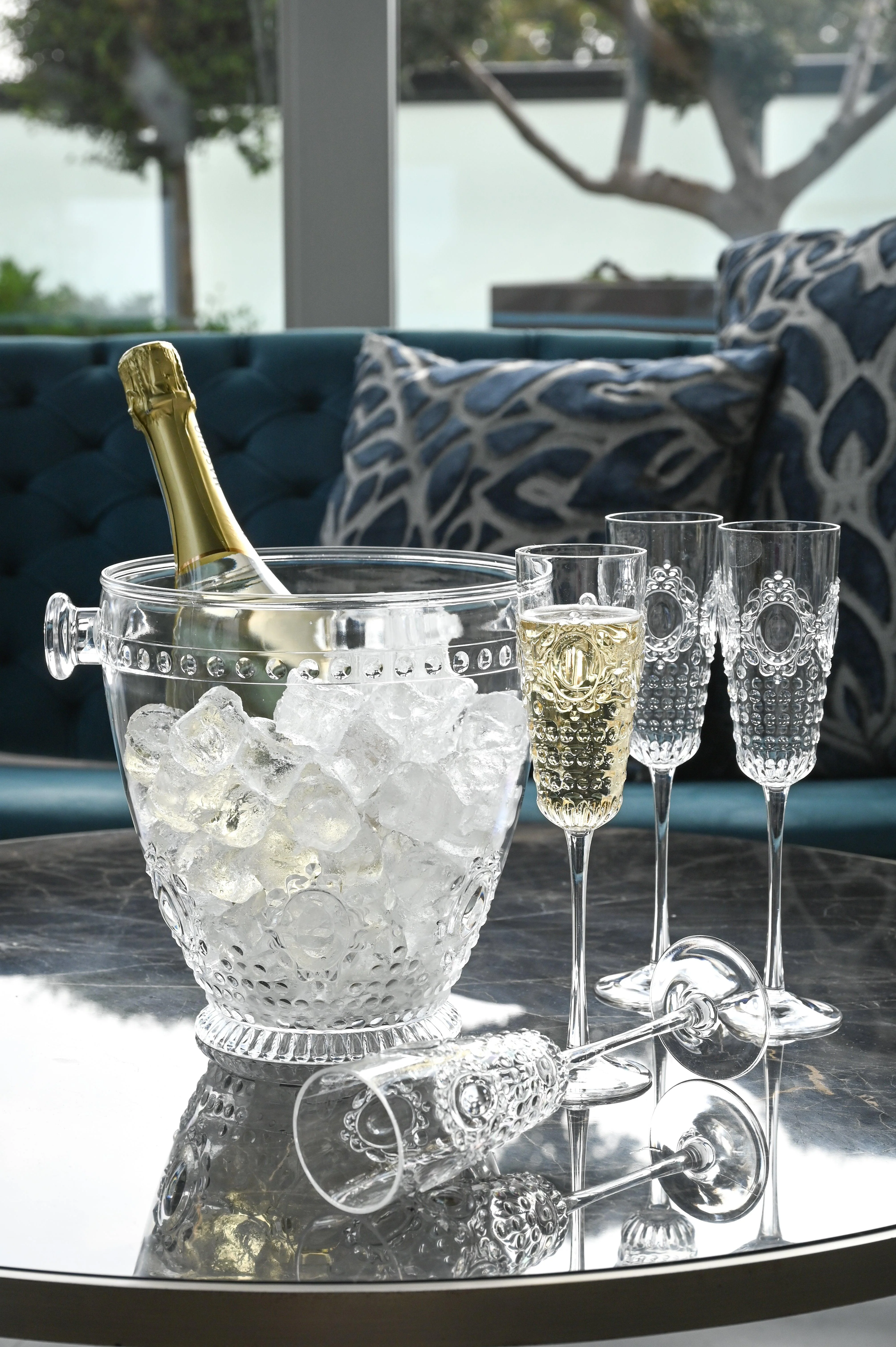 Set 4 Flute + Secchiello Champagne trasparente Baroque&Rock Baci Milano - Image 3
